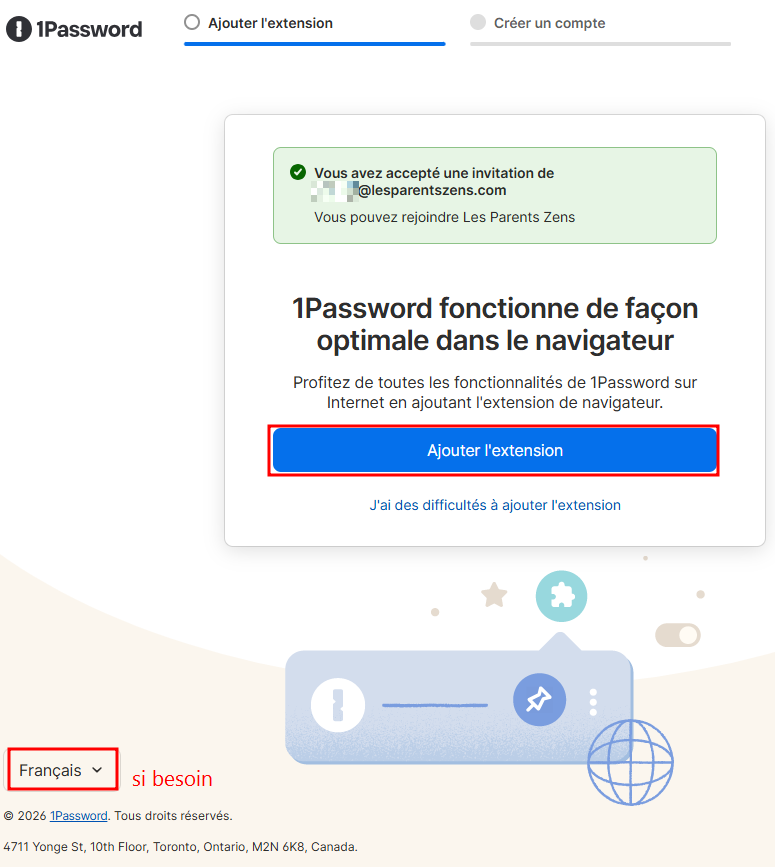 Page d'accueil - Ajouter l'extension