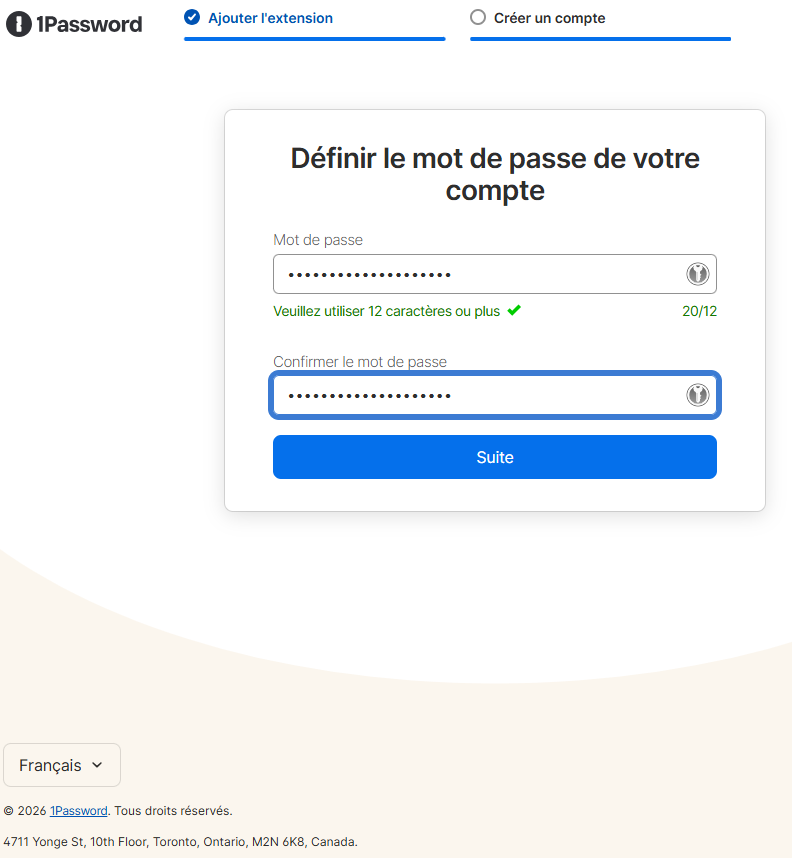 Définir le mot de passe du compte