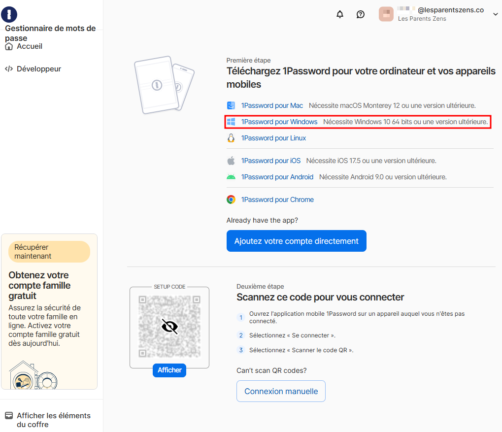 Téléchargement de l'application bureau