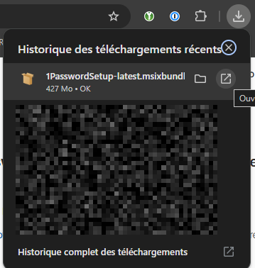 Fichier téléchargé dans Chrome