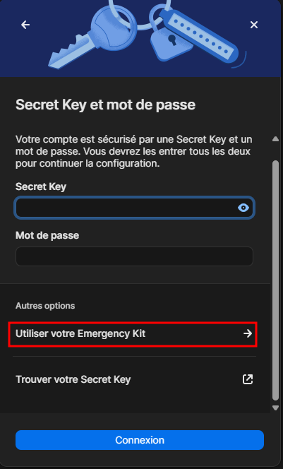 Secret Key et mot de passe