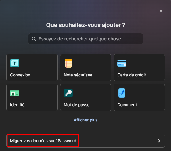 Que souhaitez-vous ajouter ? - Migrer vos données