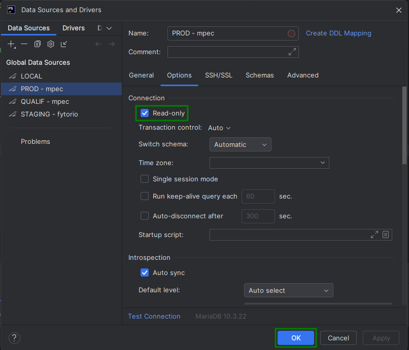 Data source read only